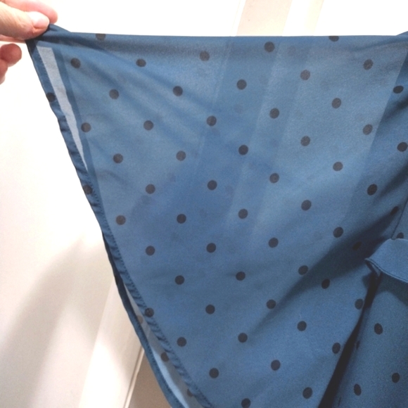 Eshakti Teal Georgette Dress with Black Polka Dots and Flutter Sleeves Size 26 - Picture 3 of 6